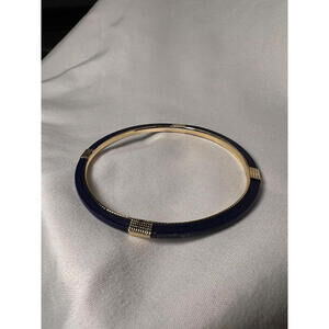 Vintage Navy Blue Enamel Gold Toned Thin Regal Bangle Bracelet